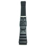 Top view of Black 22mm Black Rubber Sports Watch Strap, Citizen & Seiko Diver Watches with Stainless Steel Buckle
