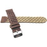 Back view of Brown Vintage Weaved Leather Strap, Replacement Band for Swiss Army Watches with Silver Tone Buckle