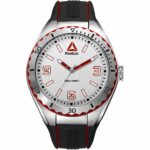 Reebok Emom 1.0 Mens Watch, Analog, Stainless Steel with Black Silicone Strap - RD-EMO-G2-S1IB-1R