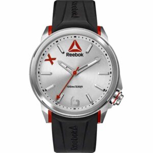 Reebok Flashline Mens Watch, Analog, Stainless Steel with Black Silicone Strap - RD-FLA-G2-S1IB-1R