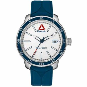 Reebok Forge 1.0 Mens Watch, Analog, Stainless Steel And Blue with Blue Silicone Strap - RD-FOR-G3-S1IN-WR