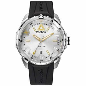 Reebok Impact Mens Watch, Analog, Stainless Steel with Black Silicone Strap - RD-IMP-G3-S1IB-12