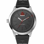 Reebok Liftraise 1.0 Mens Watch, Analog, Stainless Steel with Black Silicone Strap - RD-LIF-G2-S1IB-BR