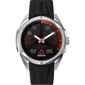 Reebok Uppercut Mens Watch, Analog, Stainless Steel with Black Silicone Strap - RD-UPP-G2-S1IB-BR