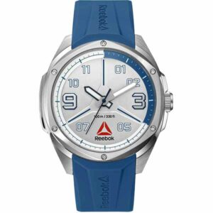 Reebok Uppercut Mens Watch, Analog, Stainless Steel with Blue Silicone Strap - RD-UPP-G2-S1IN-1N