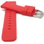 Front view of Red Thick Silicone Watch Strap, Stainless Steel Buckle with Stainless Steel Buckle