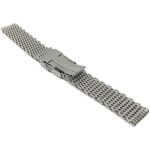 Back view of Silver Tone 22mm Mens Stainless Steel Shark Mesh Band for Diver Watches, Deployment