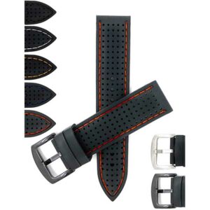 Bandini SIL.185 | Mens 22mm Silicone Rally Watch Strap, Perforated Racing Band