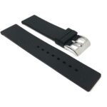 Side view of Black Soft Black Rubber Silicone Sports Watch Band, Waterproof with Stainless Steel Buckle