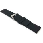 Angle view of Black Soft Black Rubber Silicone Sports Watch Band, Waterproof with Stainless Steel Buckle