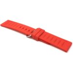 Back view of Red Smooth Ribbed Silicone Watch Band, Soft Rubber Strap, Waterproof with Stainless Steel Buckle