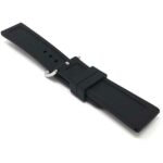 Back view of Black Soft Silicone Rubber Watch Band Grooved, Waterproof with Stainless Steel Buckle
