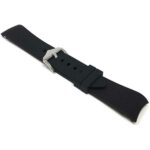 Angle view of Black Curved End Soft Silicone Rubber Watch Band, Oyster Strap with Stainless Steel Buckle