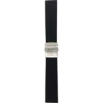 Top view of Black Black Silicone Watch Band, Soft Rubber Replacement Deployment Strap, Tread with Stainless Steel Buckle