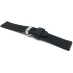 Angle view of Black Soft Rubber Silicone Watch Band, Mesh Pattern, Deployment, Waterproof with Fold-Over Clasp