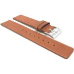 Side view of Dark Tan Leather Quick Release Watch Band for Skagen Watch Straps with Pushpins with Silver Tone Buckle