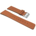 Side-Pins view of Dark Tan Leather Quick Release Watch Band for Skagen Watch Straps with Pushpins with Silver Tone Buckle