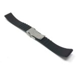 Back view of Black Black Rubber Grooves Watch Band, Silicone Deployment Strap