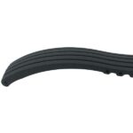 Curve view of Black Black Rubber Grooves Watch Band, Silicone Deployment Strap