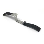 Open view of Black Black Rubber Grooves Watch Band, Silicone Deployment Strap
