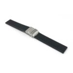 Angle view of Black 20mm Black Silicone Deployment Buckle Band, Rubber Strap