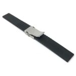 Back view of Black 20mm Black Silicone Deployment Buckle Band, Rubber Strap