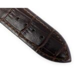 Closeup view of Brown Vegan Watch Band, Premium Faux Leather Strap, Alligator Pattern - 12mm, Brown with Silver Tone Buckle