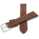 Front view of Brown Vintage Leather Replacement Band for Swiss Army Watches with Silver Tone Buckle