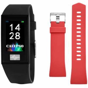 Calypso Black Smartime Smart Watch With Extra Red Silicone Strap – K8500/6